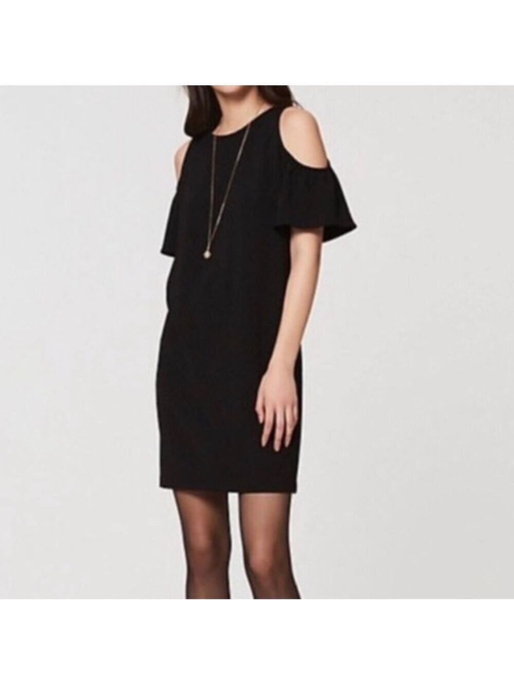 Loft  NWT Women Dress Cold Shoulders Black  Size 8
